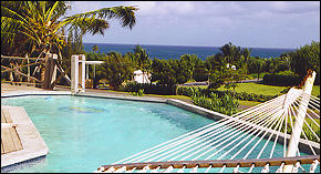 panoramic view of the Caribbean Sea from pool side